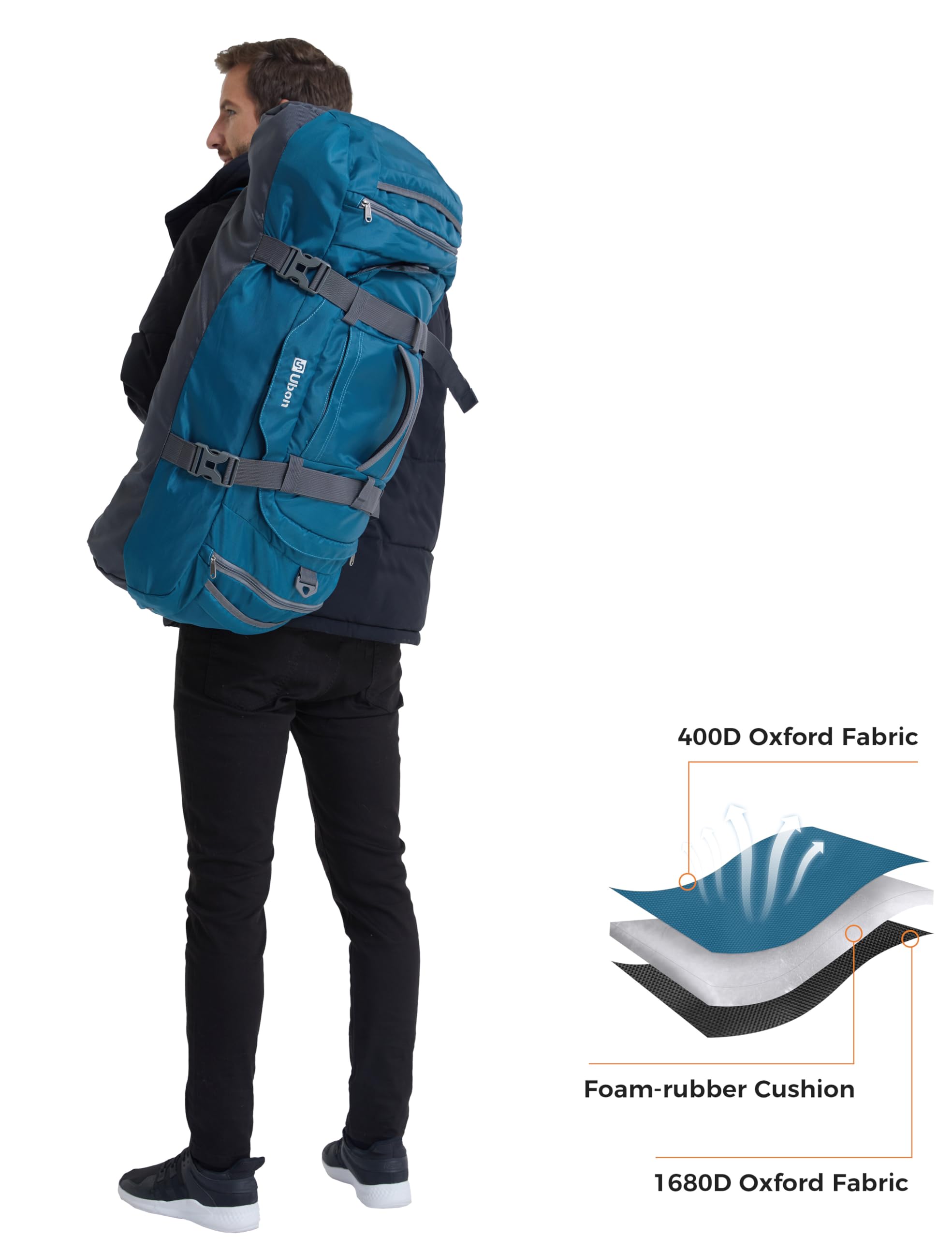 Ubon Duffle Bag wodoodporna torba podróżna, duża pojemność, z wieloma kieszeniami, lekka, z kieszenią na bieliznę, paski kompresyjne, wielofunkcyjna torba kempingowa, plecaki turystyczne, na urlop, do
