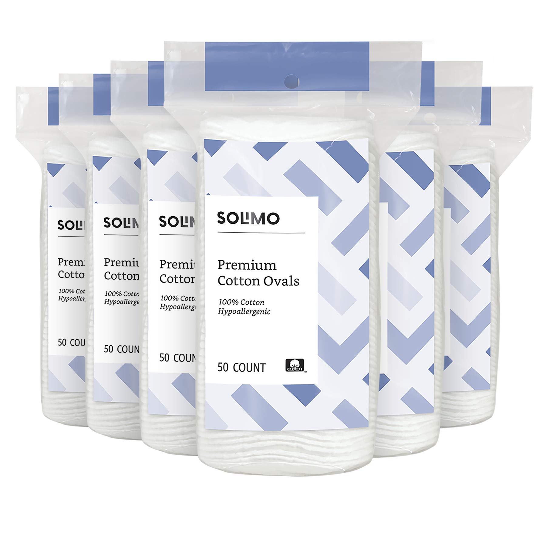 Amazon Brand - Solimo Oval Premium Pads 50 ct (Pack of 6)