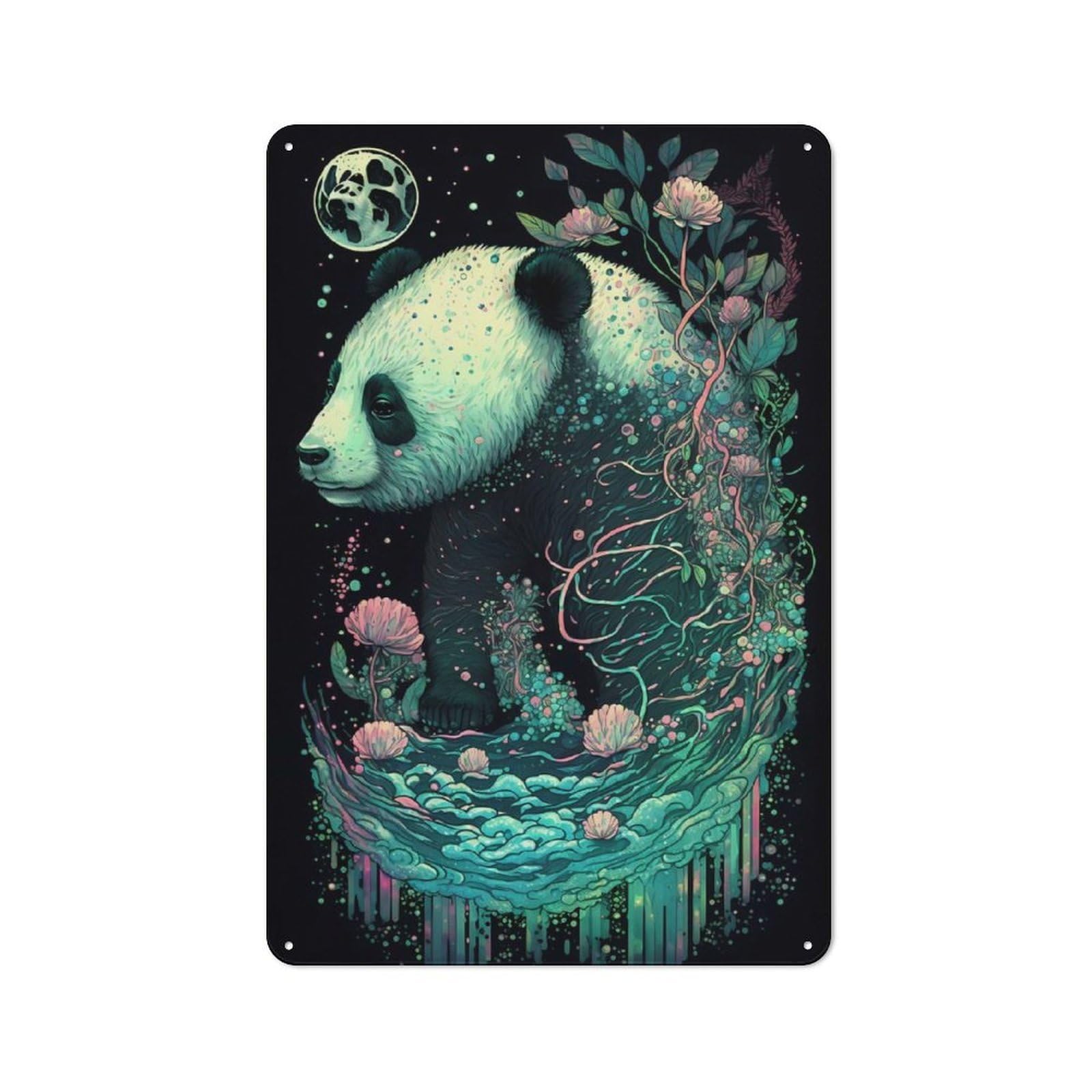 Junmoney Lovable Panda Retro-Style Metal Plaque 30X20cm For Garage Or Workshop, For Garage, Workshop And Man Cave Decoration