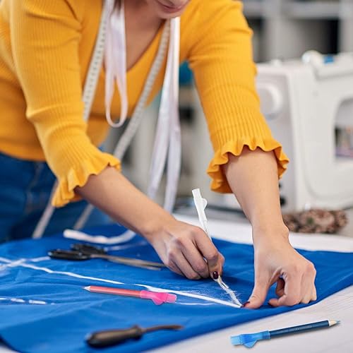 Miniatura 5 de 12 lápices de tela de costura, solubles en agua, lápiz de marca de sastre, lápiz de tela de modista con tapa de cepillo para sastre o marcador