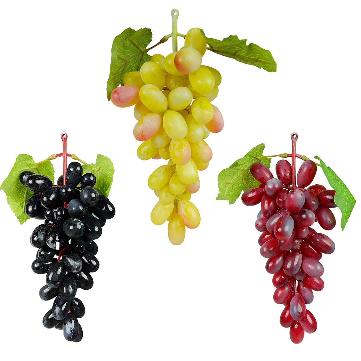 Reiki Crystal Products Artificial Grapes with Leaves Plastic Fake Fruit Food Home Decor for Table Decoration Combo Pack of 3 pc