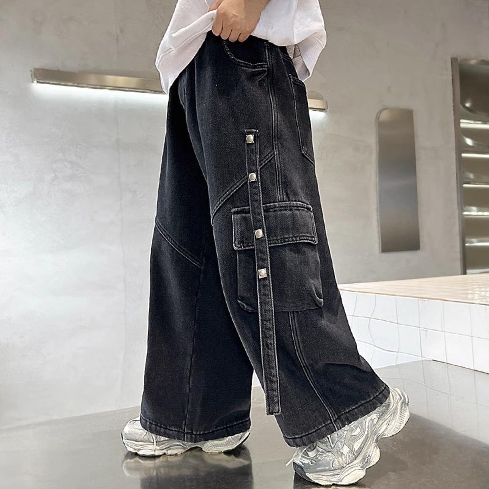 Pantalones Cargo para niños, Pantalones Vaqueros Holgados con múltiples Bolsillos para Ropa Informal, Ropa de, cómoda y Elegante para niños pequeños y Grandes.