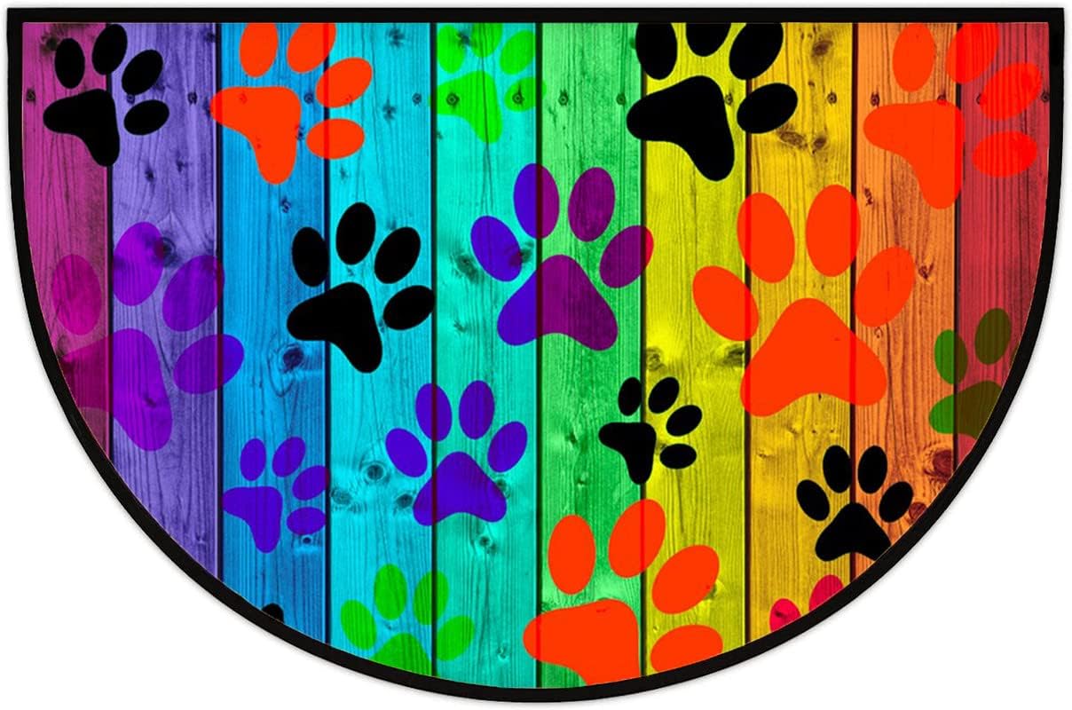 Half Round Dirty Dog Paw Prints Doormats Dog Door Mat