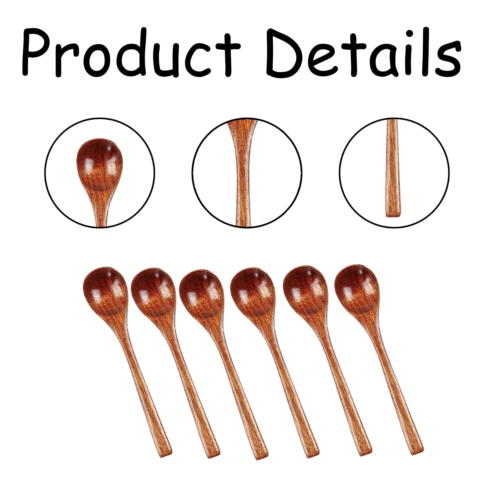 Cucchiaini Legno 6 Pezzi - 14.5cm Naturali Per Caffè, Miele E Cioccolata - Foto 5