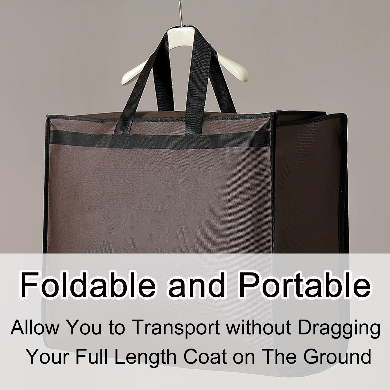 Funda para Ropa Larga y Plegable con Asas, Transpirable y a Prueba de Polvo para Vestidos y Trajes, Ideal para el Armario y para Viajar (marrón, 160 x 58 x 20 cm / 63 x 23 x 8 Pulgadas).