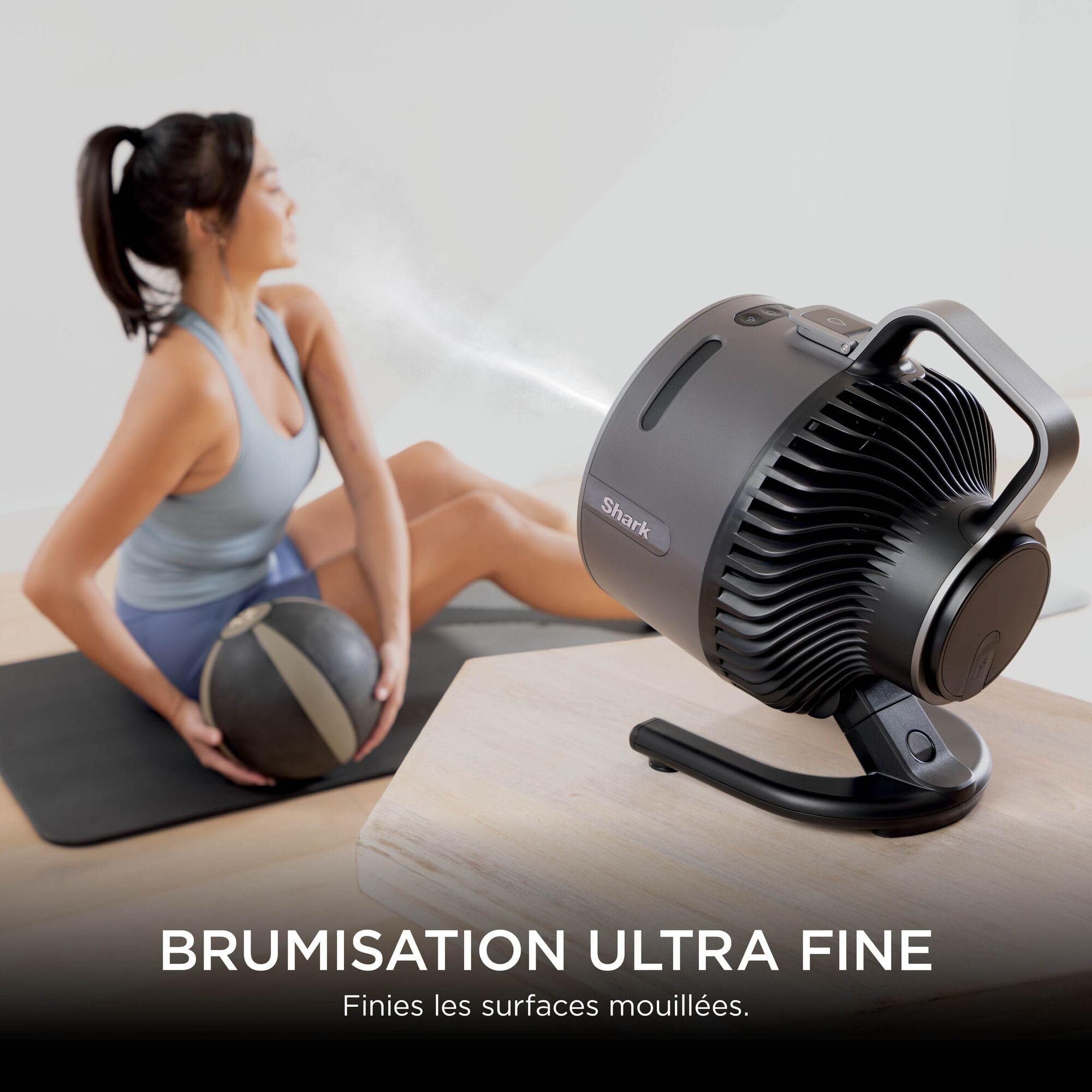 Shark FlexBreeze HydroGo, Ventilateur brumisateur portable, rafraîchisseur d'air silencieux intérieur/extérieur, discret et durable, avec/sans fil, léger, 5 réglages de vitesse, charbon, FA050EU