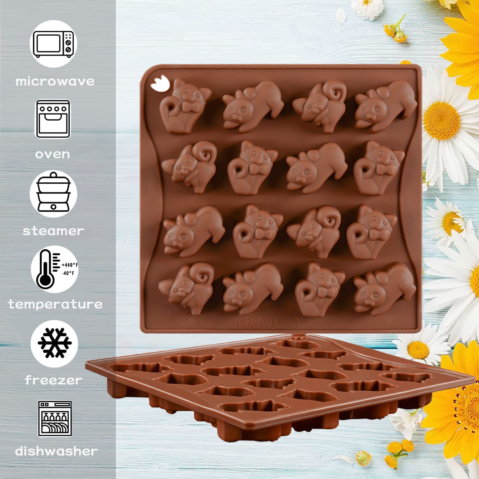 Stiesy Set di 2 stampi in silicone a tema oceano, 16 cavità, a forma di stelle marine e conchiglie, stampi in silicone riutilizzabili per torte in pasta di zucchero, conchiglie, per la
