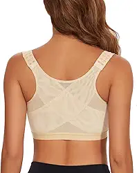 Sutiã feminino com fecho frontal sem fio, corretor de postura, suporte traseiro cobertura total nas costas
