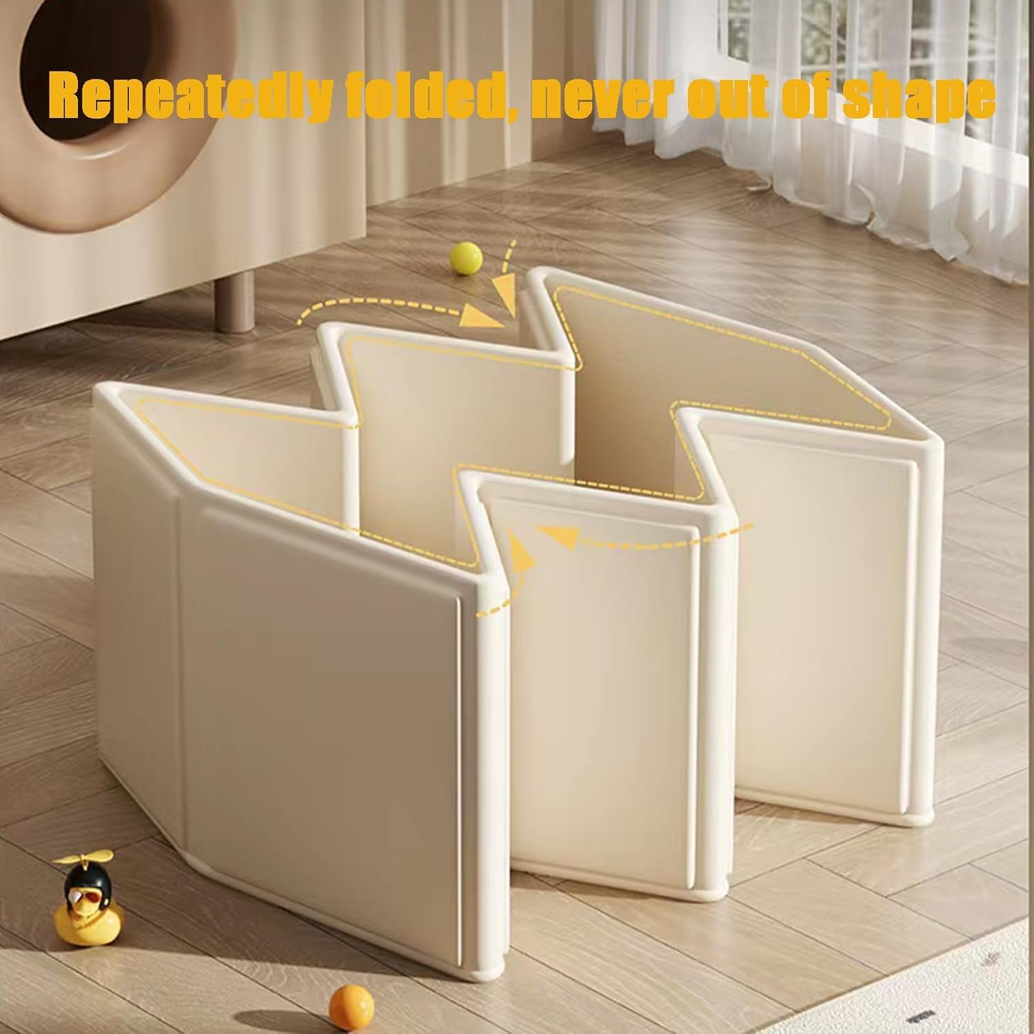 PandaEar Foldable Baby Bathtub, Large Collapsible Kids Bath Tub for Toddlers & Infants, Space-Saving Portable Bath Bucket with Drain Plug, Non-Slip Design for Home Use -Cream