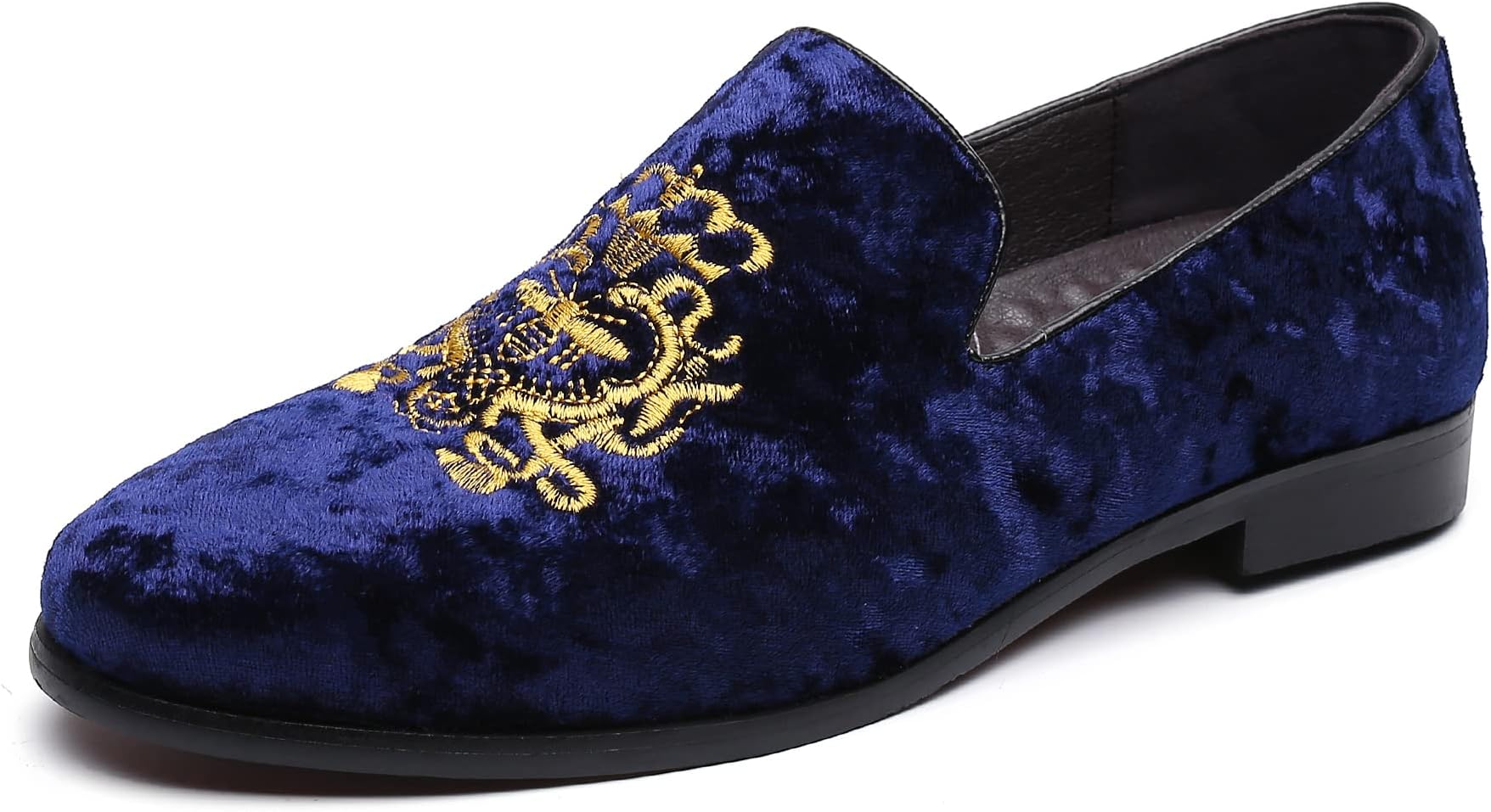 Men's Luxury Velvet Penny Loafers Shoes Embroidery Suede Dress Loafers Daily Boats Shoes for Party Wedding Prom Size 7-13