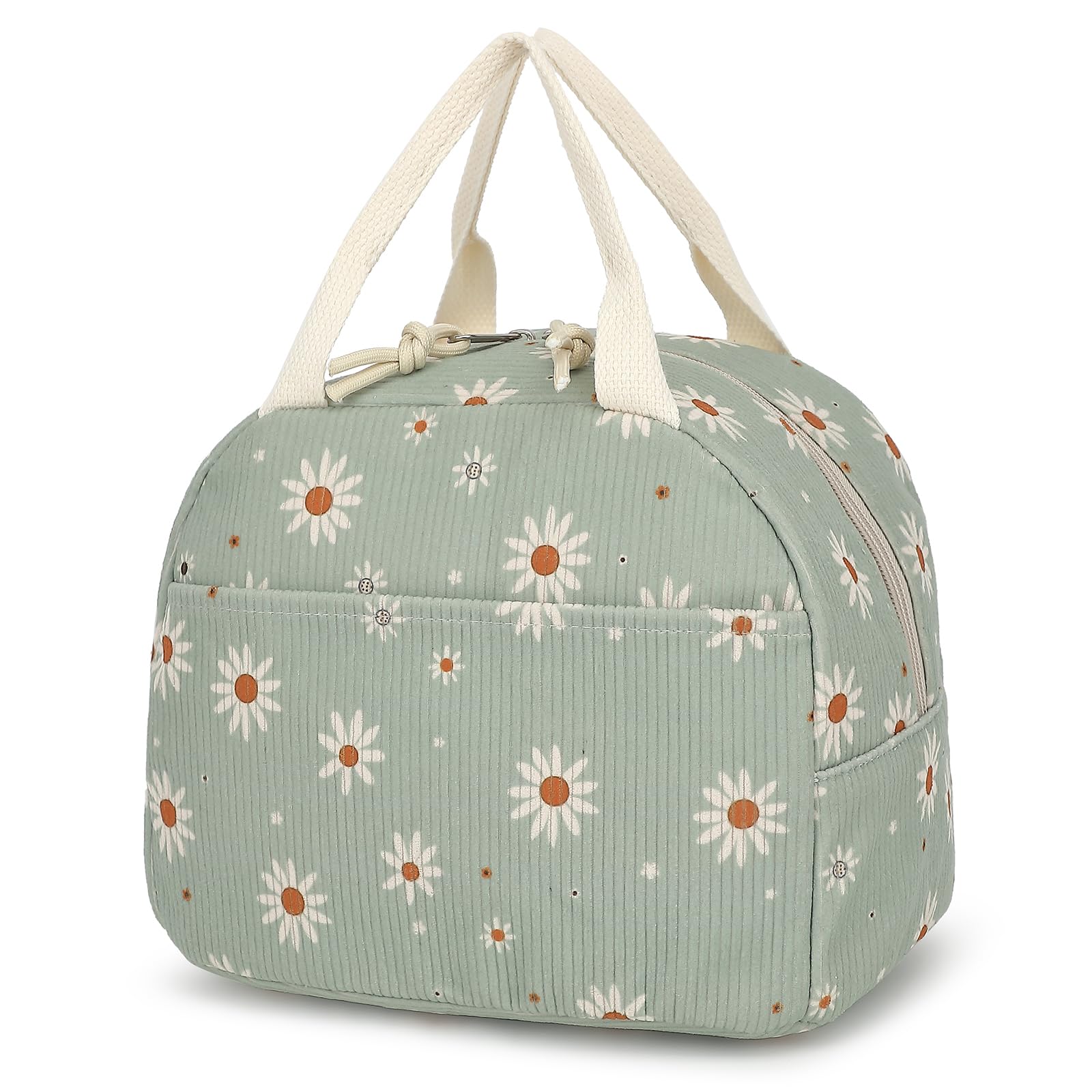 Corduroy Lunch Bag for Women Girls Lunch Tote Bags Reusable Insulated Lunch Box for Work Picnic School Travel