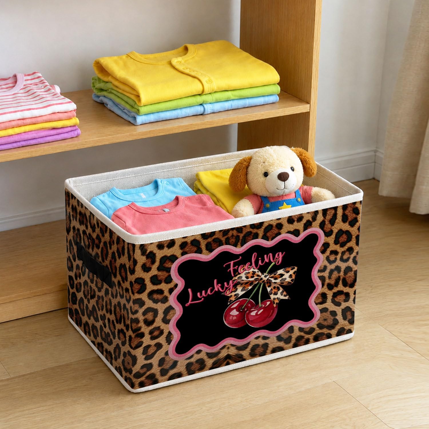 Coquette Leopard Bow Cherry Storage Bins Box image 5
