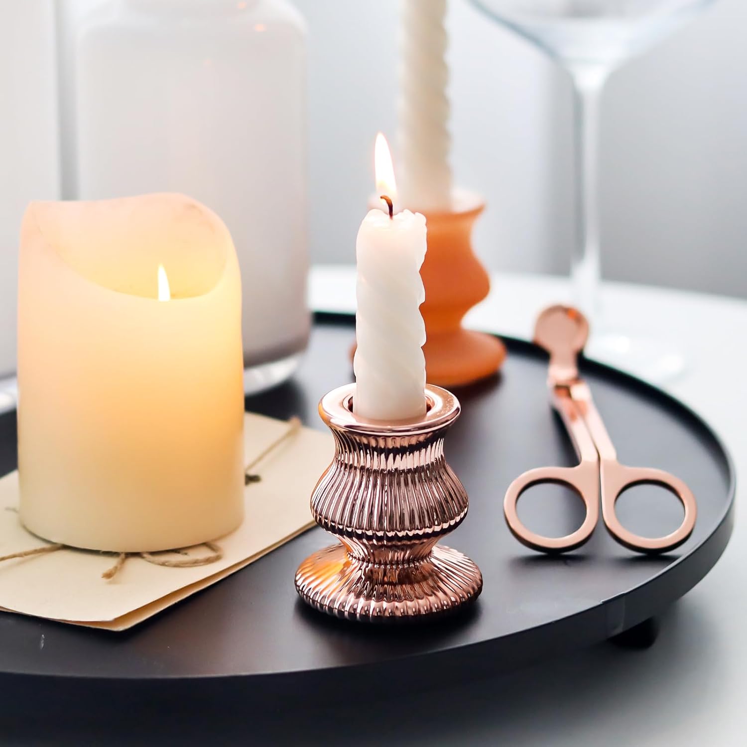 WDHODEC Pink Gold Candlestick Holders 12PCS Glass Taper Candle Holders for Table Centerpiece Colorful Candle Sticks for Spring Wedding, Party and Festival Decoration - Image 4