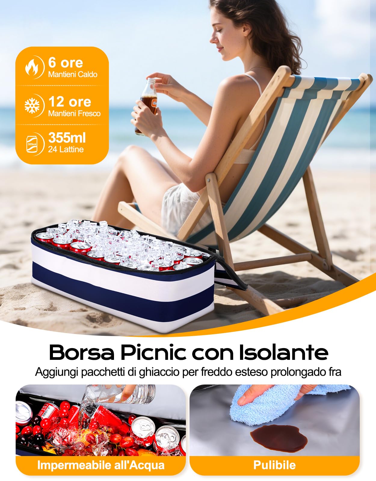 CIRYCASE Borsa Mare Grande con Termica XXL, 54L Borsa da Spiaggia Viaggio Impermeabile, Pieghevole Borsone Mano Tote Bag Multitasche, Borse per Attrezzatura da Nuoto Famiglia/Shopping/Palestra/Vacanze
