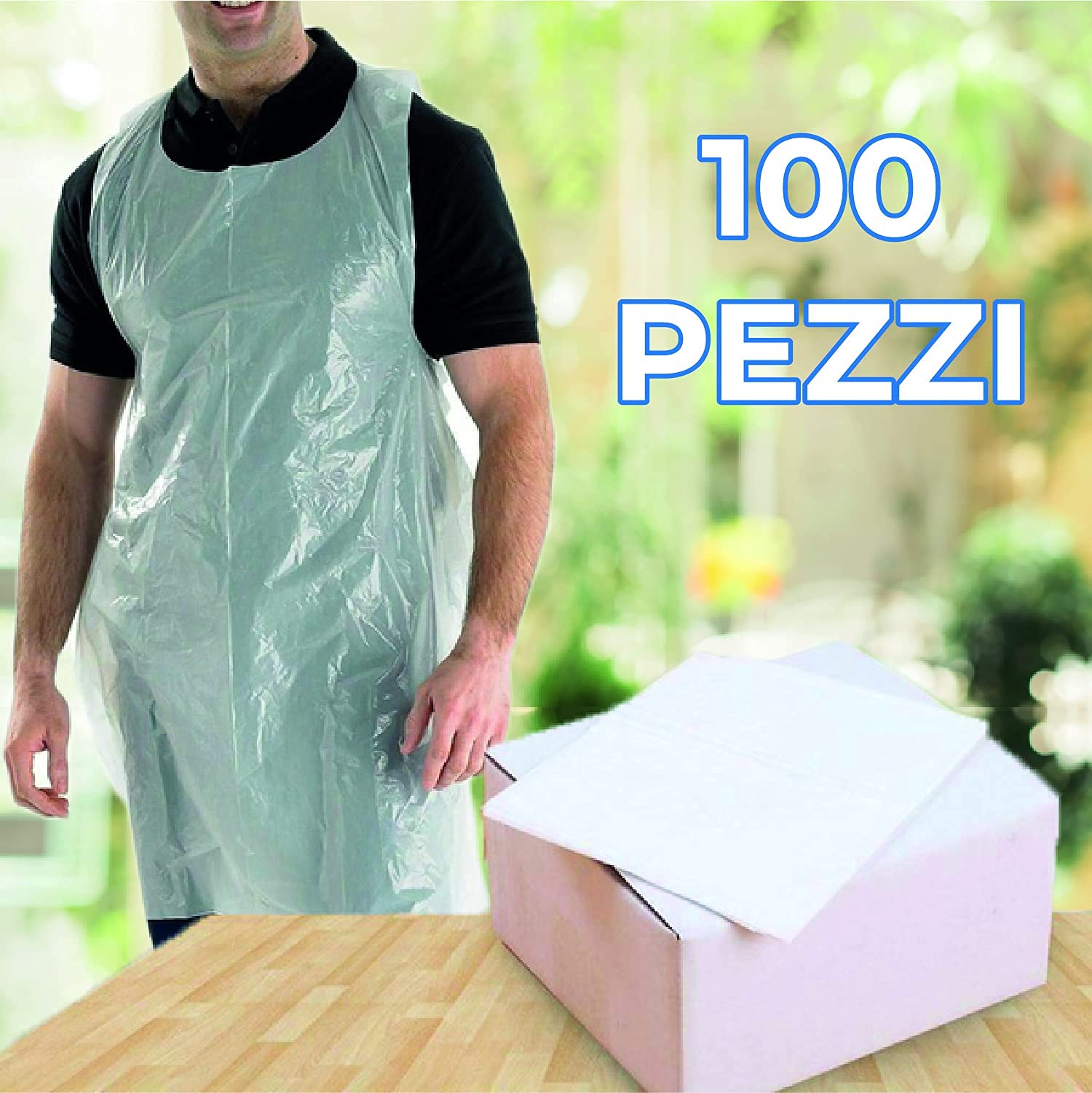 " APP LIFE 100 Pezzi Grembiuli Monouso in Polietilene USA e Getta, Camice da Lavoro - Dispositivo Medico di Classe I - Confezione da 100 Pezzi