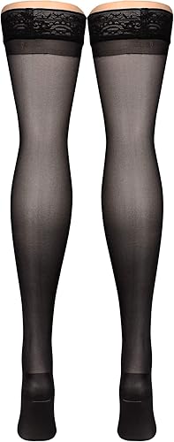 Miniatura 28 de Truform Medias de compresión transparentes, 15-20 mmHg, longitud alta hasta el muslo para mujer, 20 denier, beige, XL