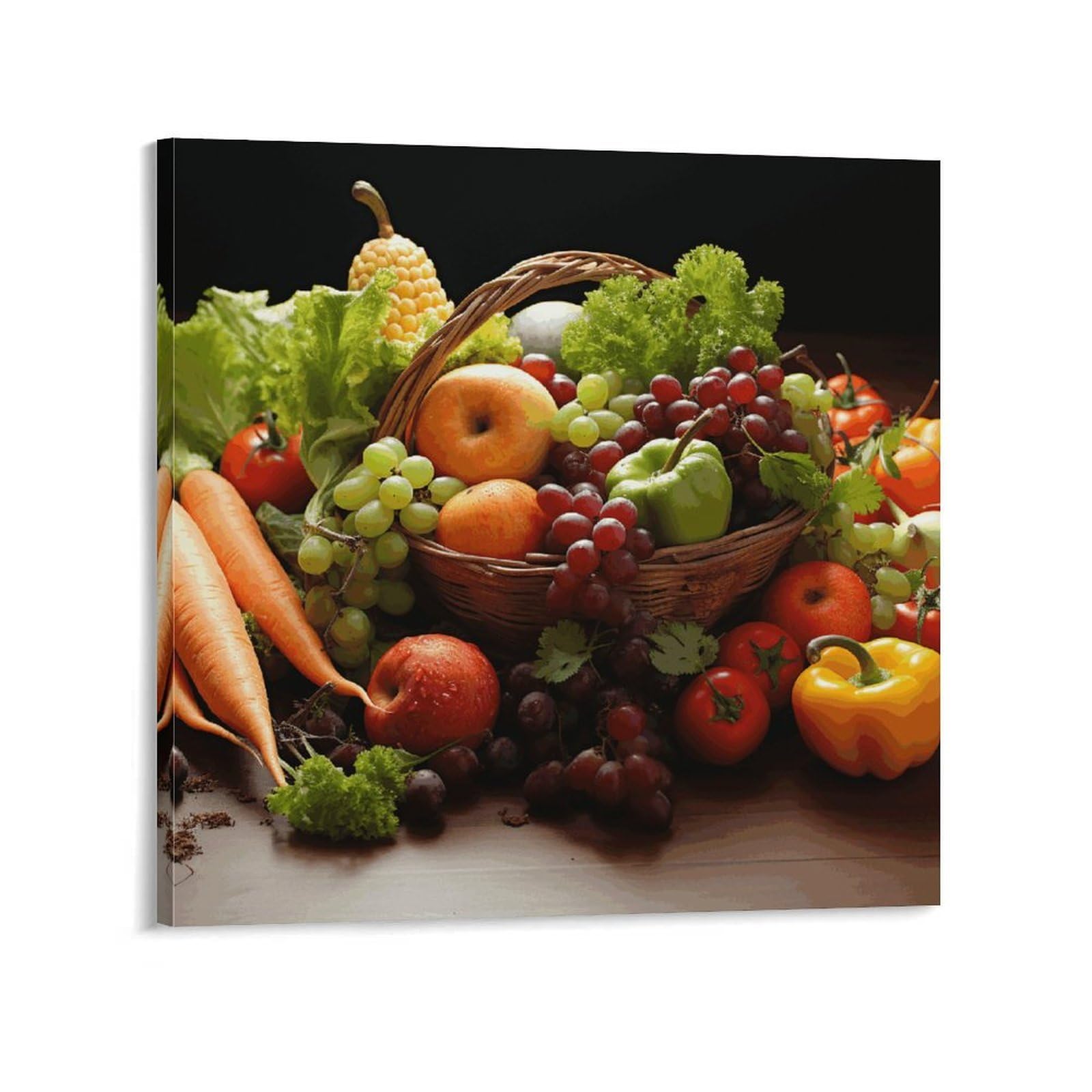 KLOPH Colorful Various Vegetables And Fruit Canvas Wall Art for Living Room 08x8inch Modern Artwork Painting for Bathroom Hanging Canvas Prints Aesthetic Wallart for Bedroom Kitchen Office Wall Dec