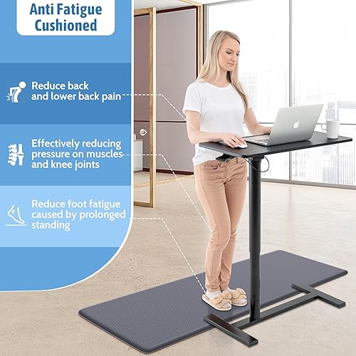 Miniatura 6 de Juego de 2 tapetes de cocina acolchados antifatiga, antideslizantes, color gris, para cocina, oficina, fregadero, 17.3 x 30 pulgadas y 17.3 x 47