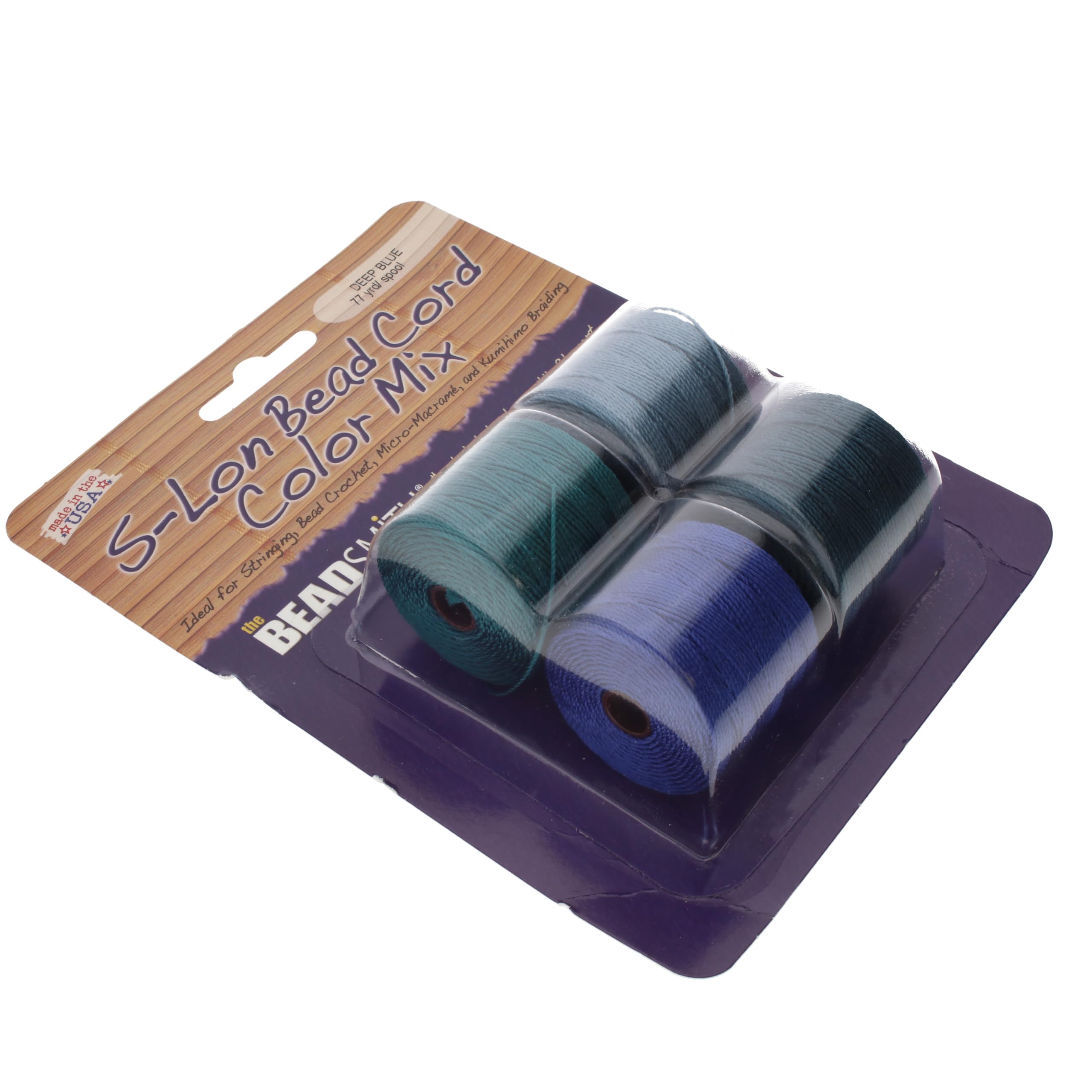 The Beadsmith S-Lon Bead Cord – Cordoncino in nylon intrecciato da 0,5 mm per corda, confezione da 4, blu scuro, TEX210, 70 metri per bobina