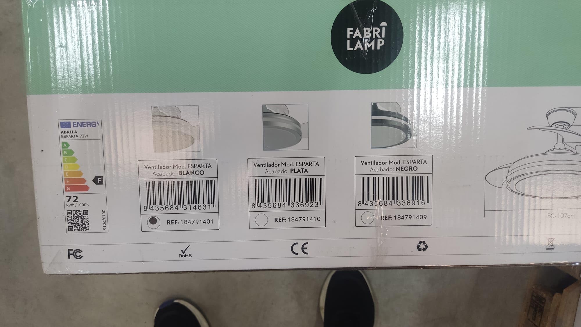 Ventilador Esparta Plus 72w 6980lm Blanco 3 Aspas Desp. 107d C/Remoto+ Temporizador+ Memoria