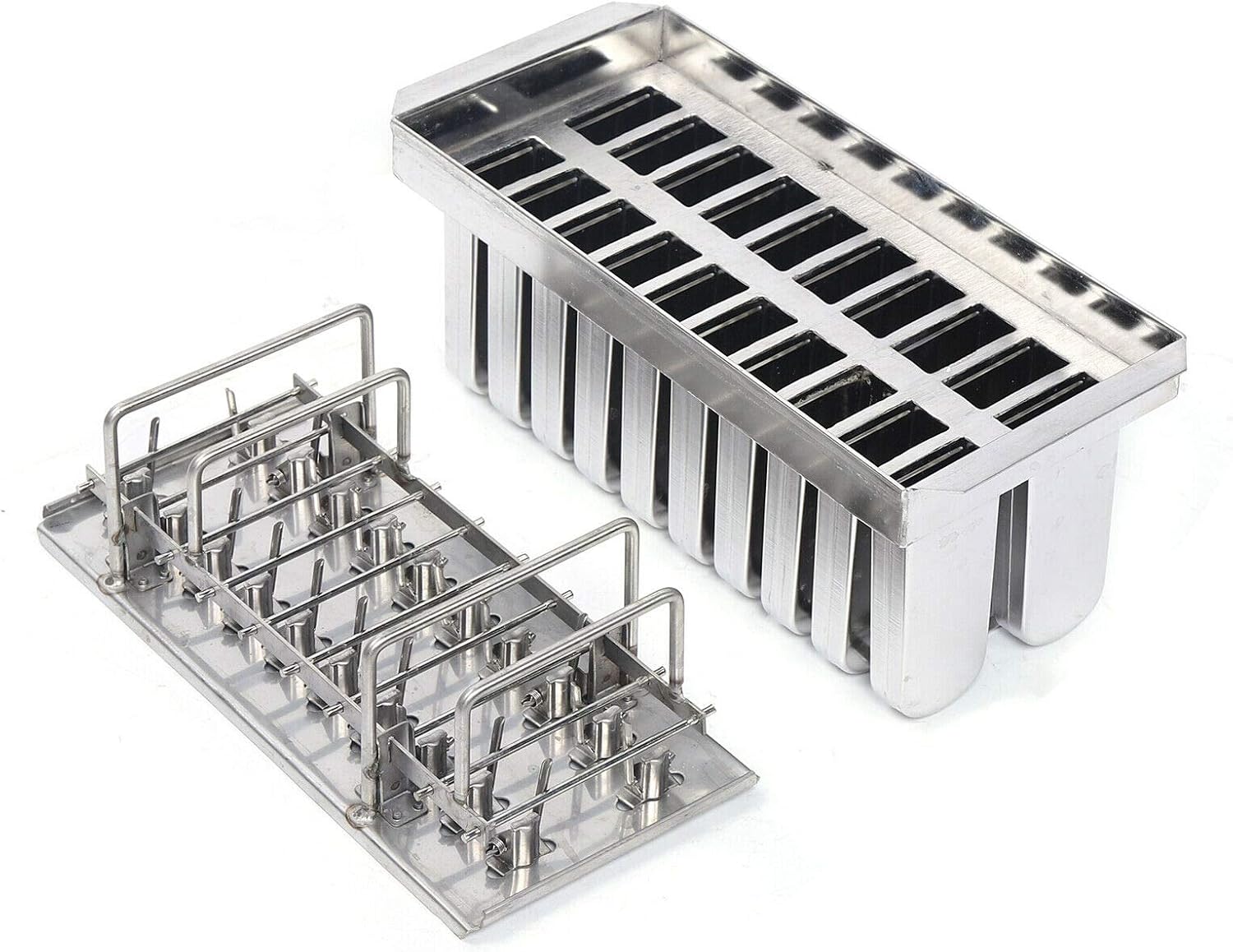 20Pcs Stainless Steel Ice Cream Stick Mold Fast Freezing 112ml Pops Maker Molds Capacity Each with Round Edge Pops Maker Metal Pop Mold for Homemade and Commercial Use