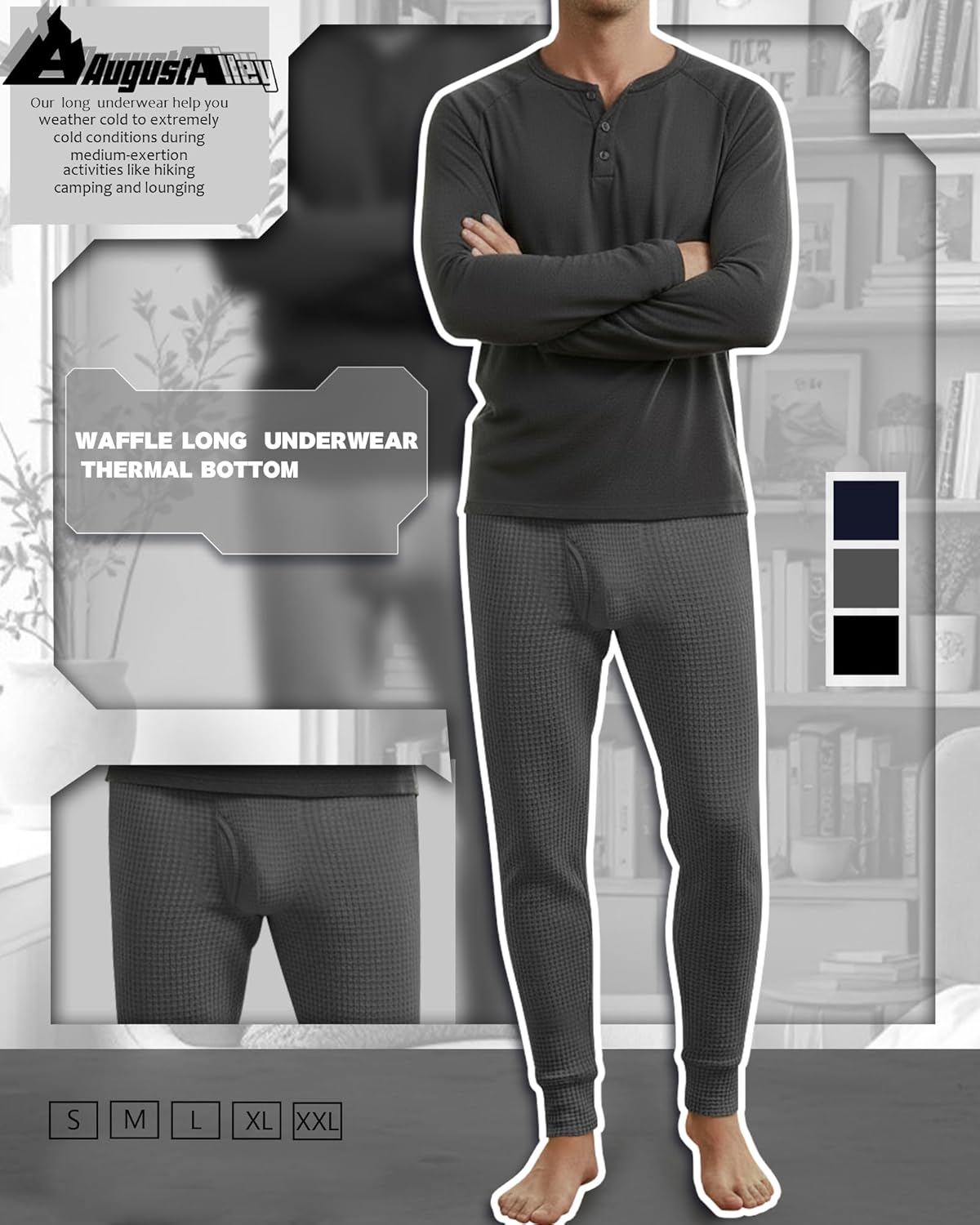 3 Pack Men's Waffle Thermal Bottom Long Underwear Johns Soft Base Layer - Image 6
