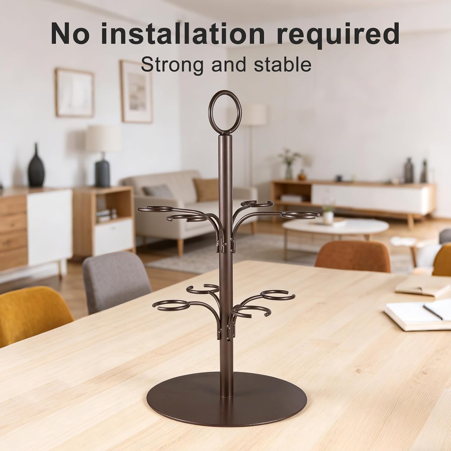Cocktail Tree Stand,2 Tier Champagne/Martini Tree Stand with 8 Brackets, No Assembly Required Wine Glass Flight Tasting Display (Rose Gold)