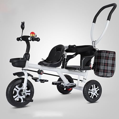 Miniatura 9 de ButxeT Triciclo para niños, 3 en 1, triciclo para niños, con mango de empuje extraíble, con cesta de almacenamiento, arnés de seguridad, regalo de