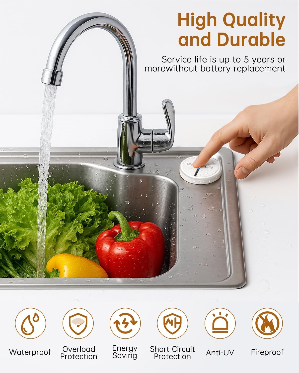 Garbage Disposal Wireless Switch Kit, 500 Feet RF Range Remote Control Outlet, Garbage Disposal Button, 15A/1500W with 4000V Anti-Surge, Remote Control Outlet Plug for Electrical Appliance