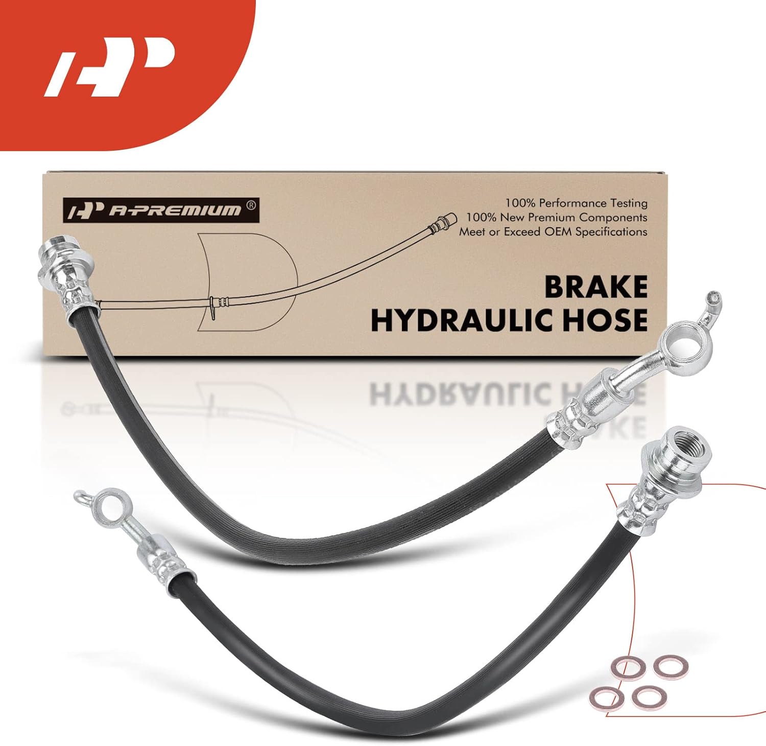 A-Premium Rear Driver and Passenger Brake Hydraulic Hoses Compatible with Select Suzuki Models - Grand Vitara 2009 2010 2011 2012 2013 - Replace# 5157077K00, 5158077K00(Pack of 2)