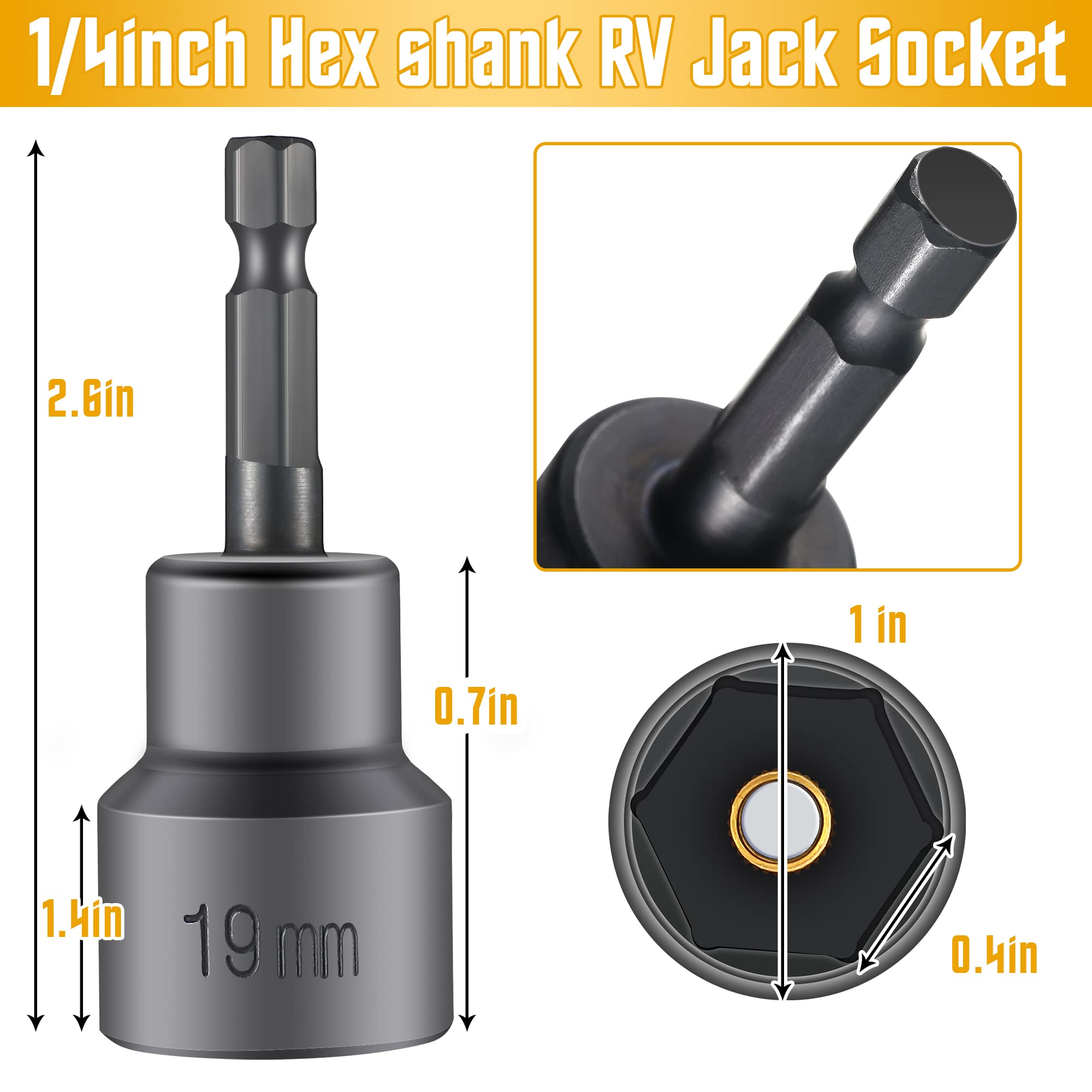 Dreyoo 2 Pk RV Stabilizer Jack Socket Camper Jack Drill Adapter(Black — Amazon image 2