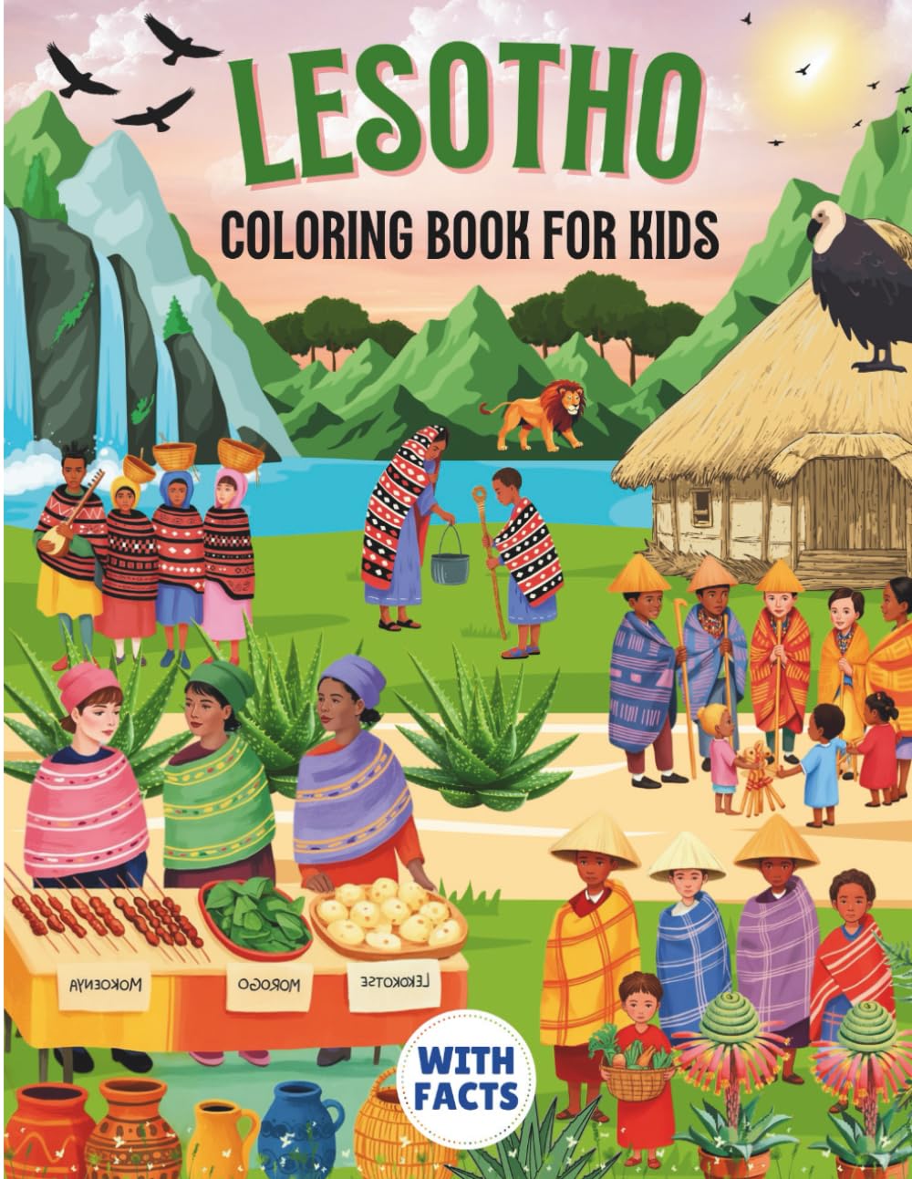 Lesotho coloring book for kids with facts