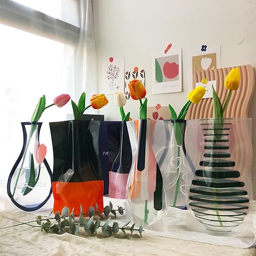 Miniatura 7 de BLOFLO - Florero plegable, florero plegable, florero expandible, jarrones de flores de plástico, jarrones extraíbles para centros de mesa,