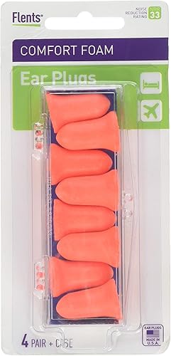 Flents Tapones para los oídos de espuma suave 33NRR naranja con estuche