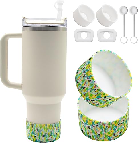 Miniatura 1 de Botas de silicona para Stanley Cup, 2 botas para Stanley de 4030 onzas con 2 tapones para derrames, funda de silicona para exteriores, protector