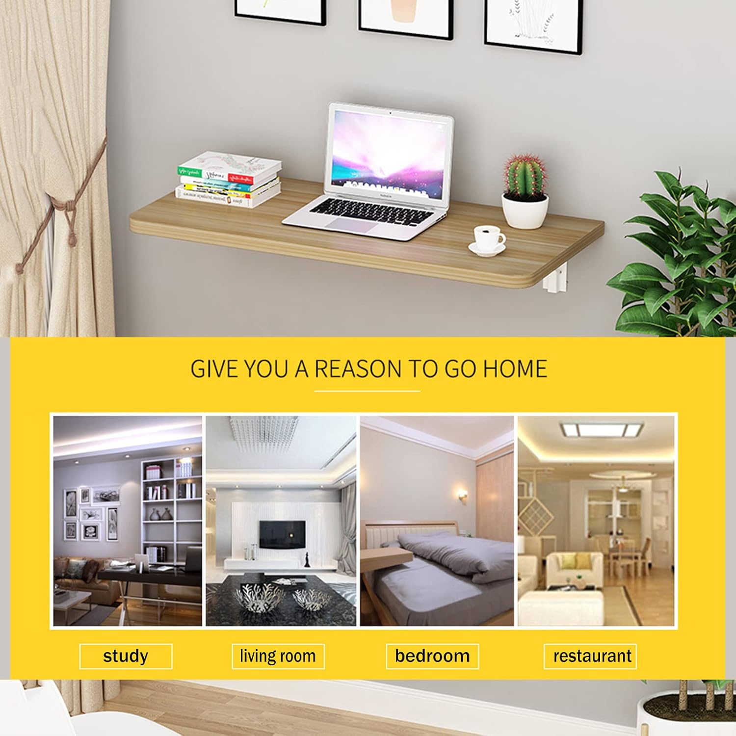 Wall Mounted Workbench Wall Hanging Folding Solid Wood Drop-Leaf Table Small Fold Down Kitchen Table Heavy Duty Fold Fown Dining Table Computer Desk