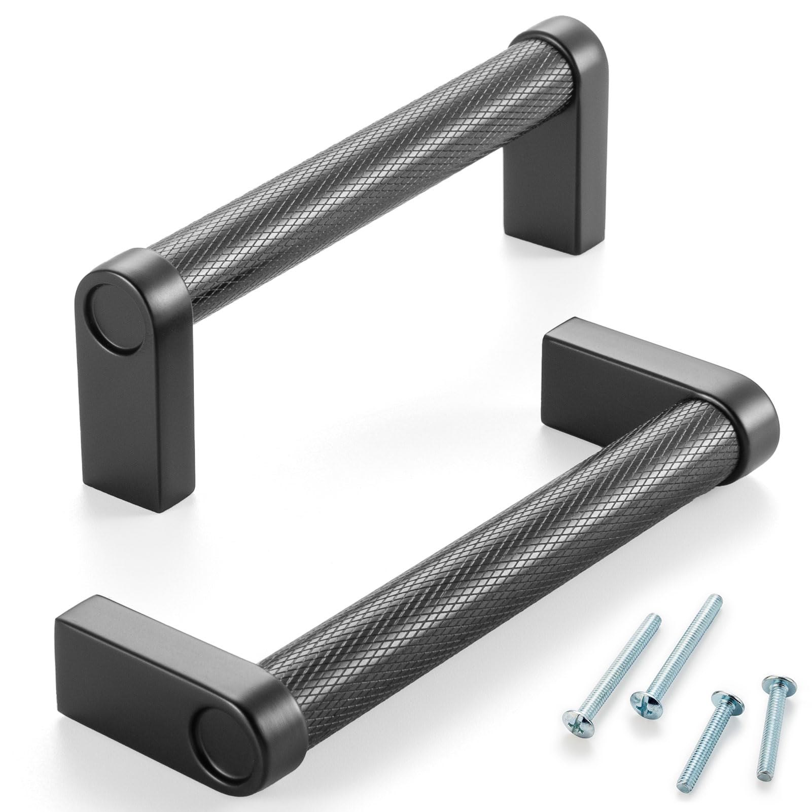 ASKANO 10 Pack 3-3/4 Inch Hole Centers, Knurled Matte Black Cabinet Pulls Black Cabinet Handles Black Kitchen Hardware for Cabinets AP1311 Drawers Dresser Cupboard Bedroom Bathroom Vanity — image 1