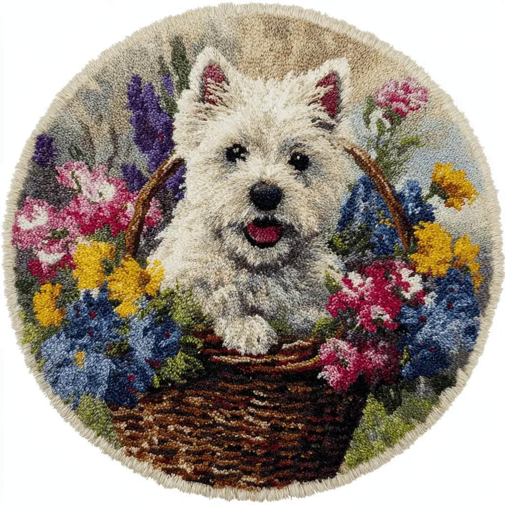 Kitquiver Latch Hook Craft Kit Rug Terrier 50X50Cm