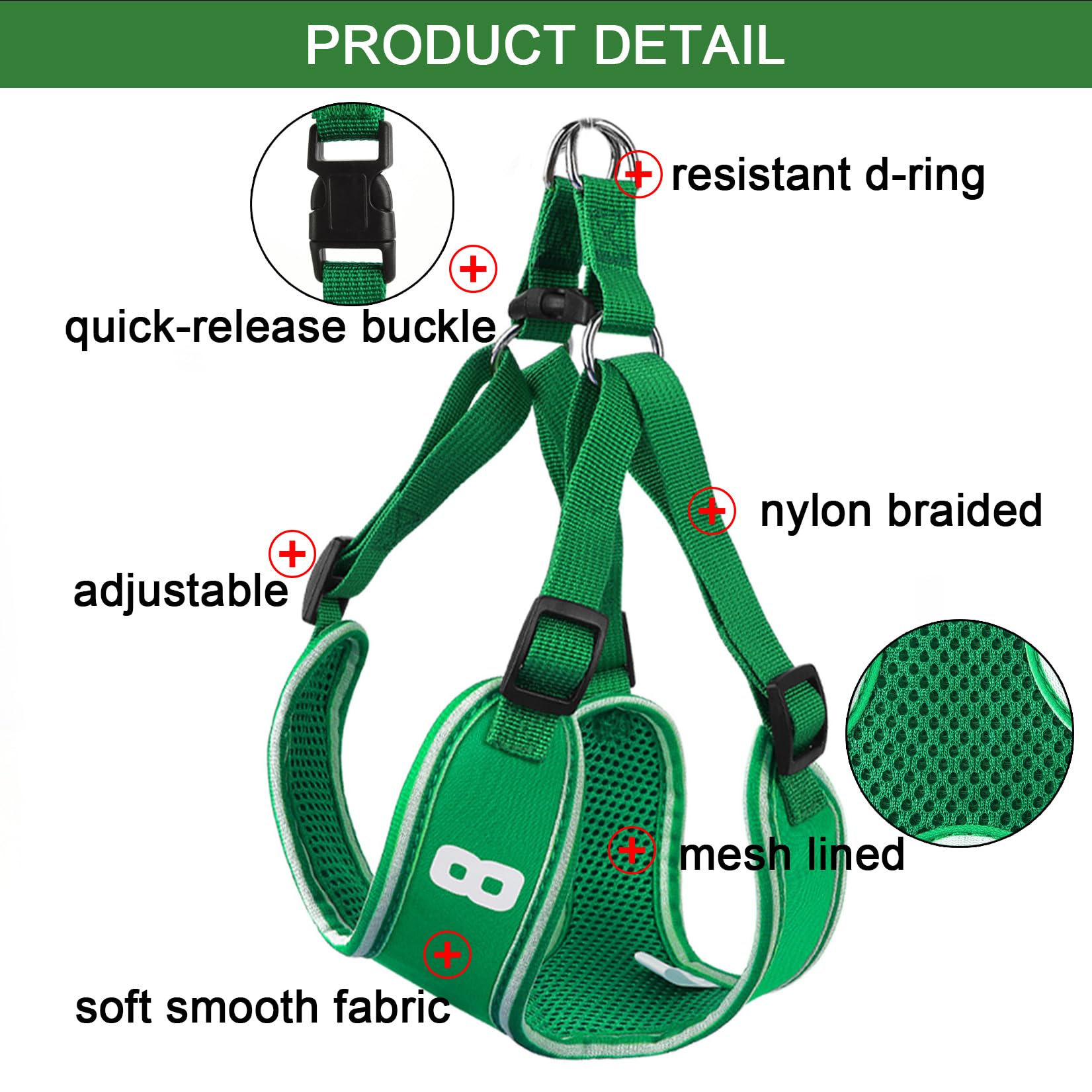 PINA Arnés Para Perros Medianos Sin Tirones, Arnés Para Perro Medio Con Acolchado Ajustable Chaleco Para Perro Sin Estrangulamiento Con Diseno