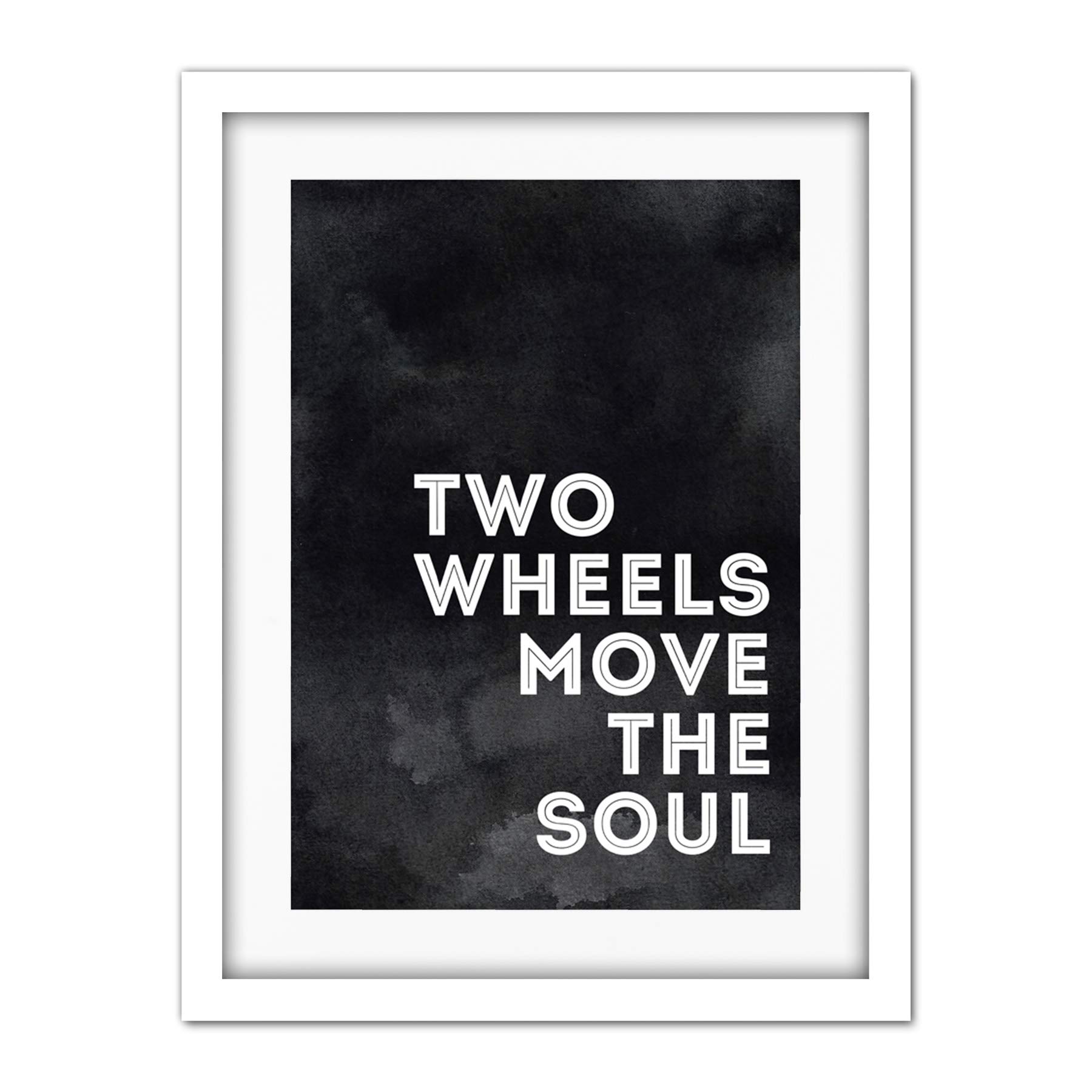 Wee Blue Coo Two Wheels Move The Soul Artwork Framed Wall Art Print 18X24 Inch