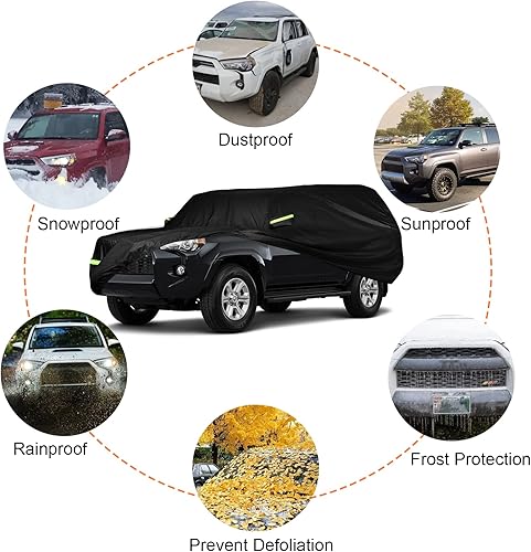 Miniatura 6 de Funda de coche compatible con Toyota 4Runner 2002-2020 2021 2022, 6 capas resistentes impermeables a prueba de polvo negro