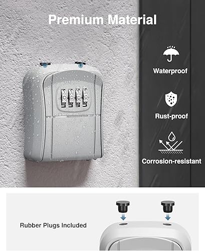 Miniatura 5 de Puroma Caja de cerradura de llave, caja de seguridad portátil de combinación para montar en la pared, caja de almacenamiento de llaves para llaves