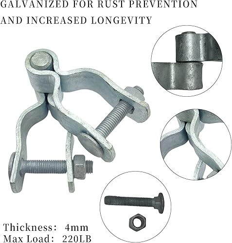 Miniatura 4 de Bisagra de poste de puerta de valla de enlace de cadena de 1-38 pulgadas, cerca galvanizada, 4 piezas para marcos de panel de tubería de 1.2