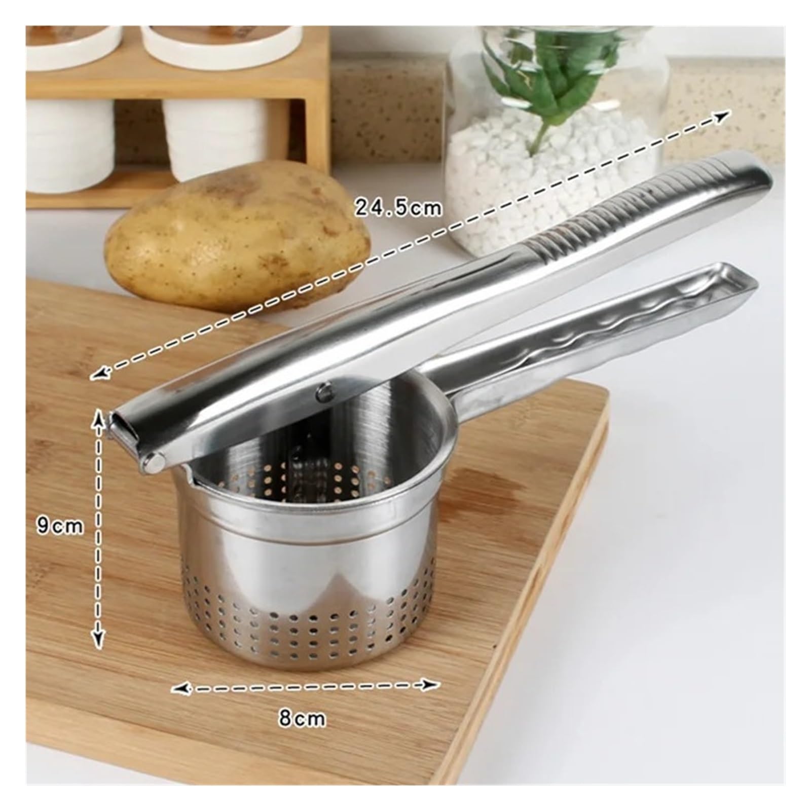 1 Stück Kartoffelpresse, Edelstahl for Kartoffelpüree, Kartoffelstampfer, Küchenhelfer