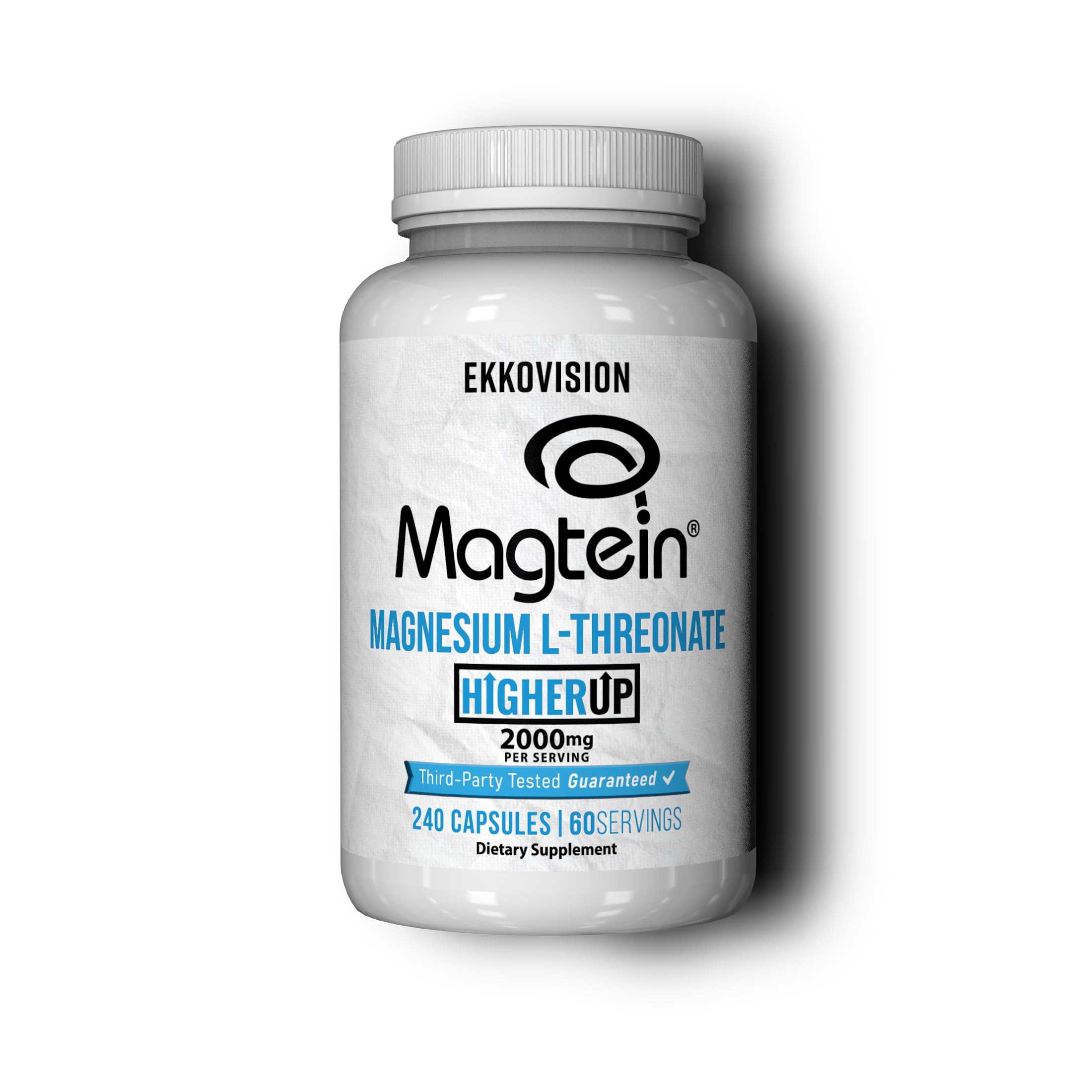 EkkovisionMagtein Magnesium L-Threonate, Memory & Cognitive Function Support, Magnesium Supplement with Essential Minerals for Men & Women, 2000 MG Per Serving, 240 Easy-to-Swallow Capsules