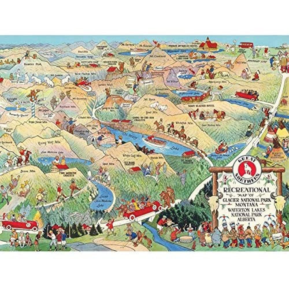 Artery8 Map Scheuerle 1925 Glacier National Park Montana USA Unframed Wall Art Print Poster Home Decor Premium