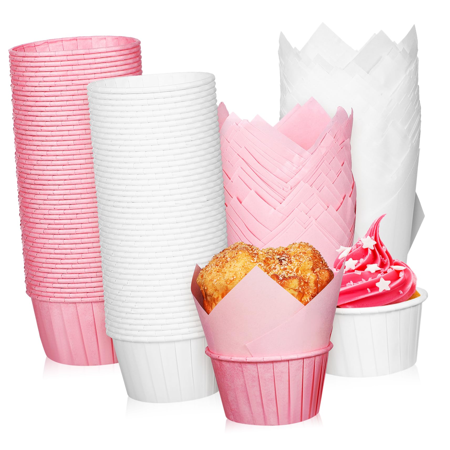 Mobestech Pirottini di Carta per Cupcake 200 Pezzi Usa e Getta in Carta da Forno Superficie Liscia per Feste e Matrimoni Design Semplice ed Elegante