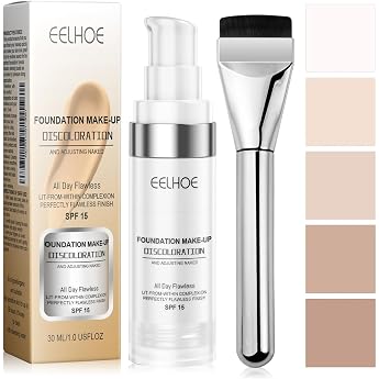 30ml Foundation Color Changing Make-Up Color-Changing Foundation for Mature Skin with SPF15 & Brush - 24H Concealer Long Lasting Moisture Waterproof Brightening Skin Make Up Skin Tone Matching