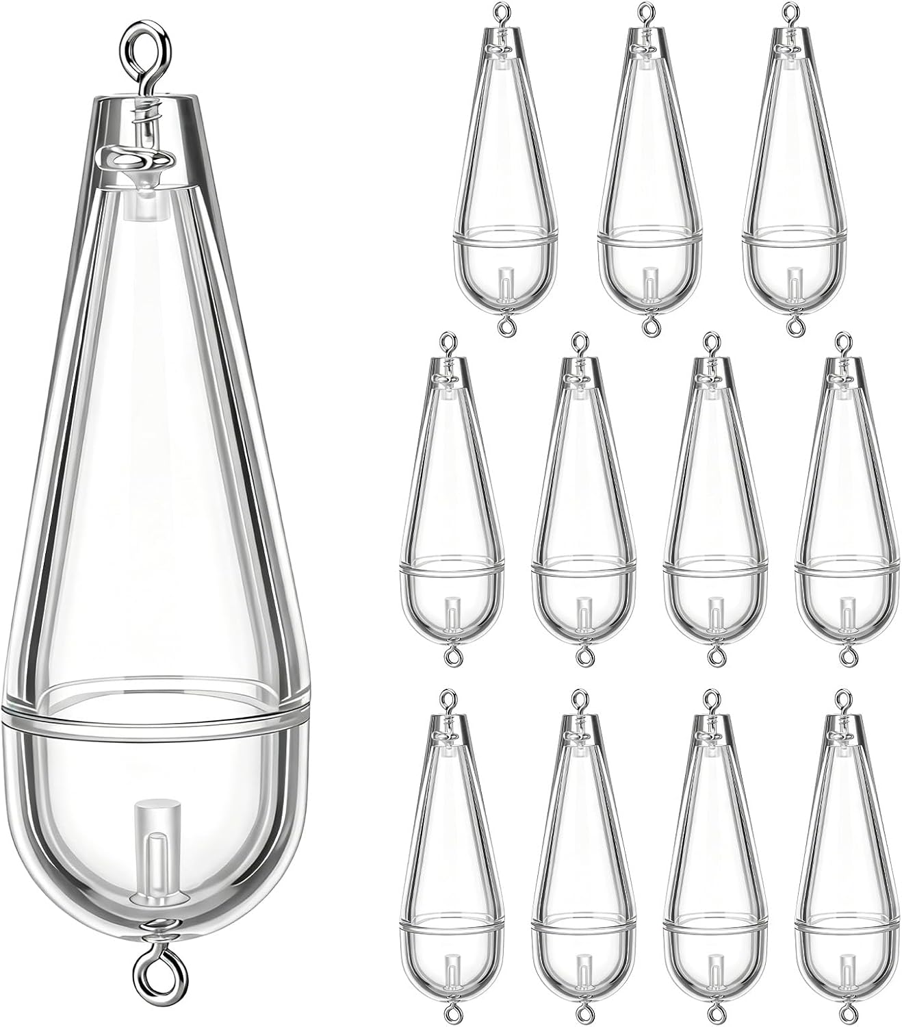 12 Pcs Clear Torpedo Float Fishing Bobbers 3.94 x 3.15 x 1.57 Inches Plastic Casting Bubble for Fishing Clear Float Buoys Slip Bobbers Strikes