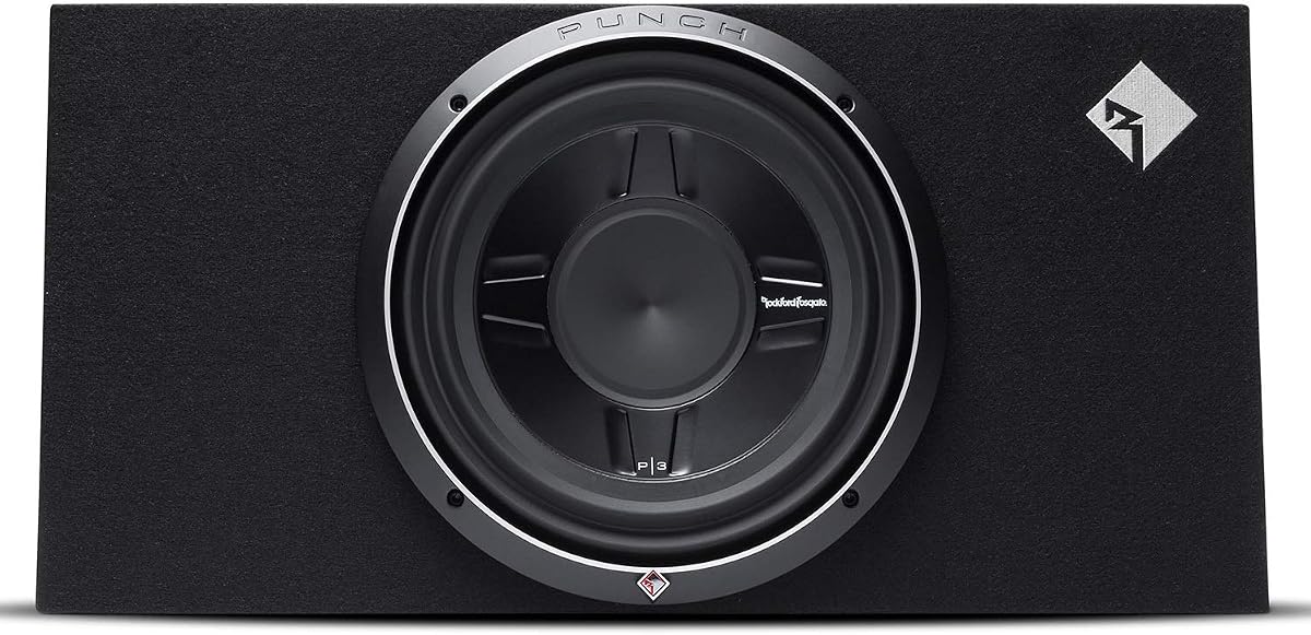 Rockford Fosgate Punch P3S-1X12 Loaded 12” Slim Subwoofer in Enclosure | Single, P3S Series Shallow Woofer